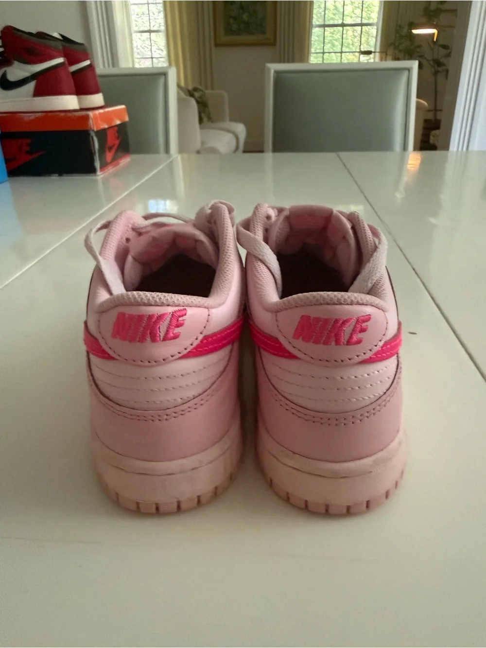 Nike Dunk Low Pink with hot pink swoosh